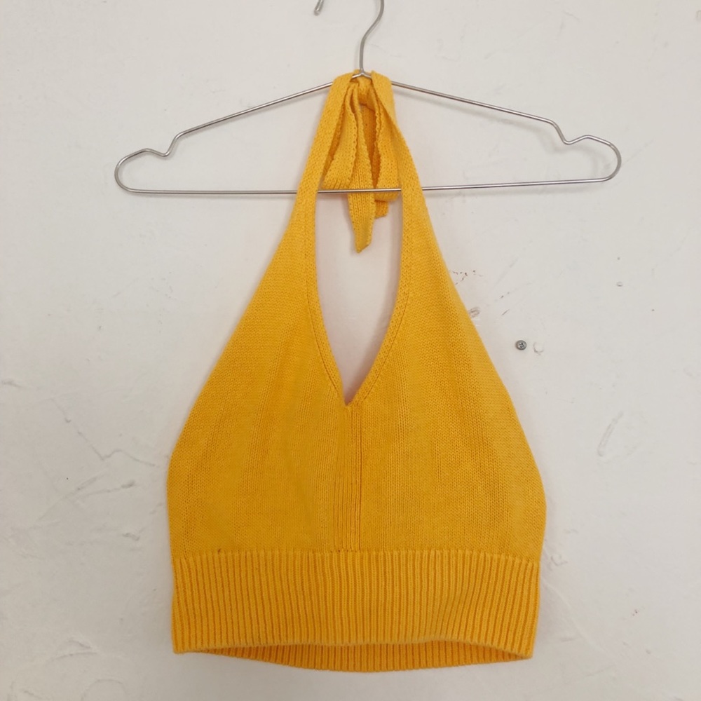 Crochet knit crop halter top